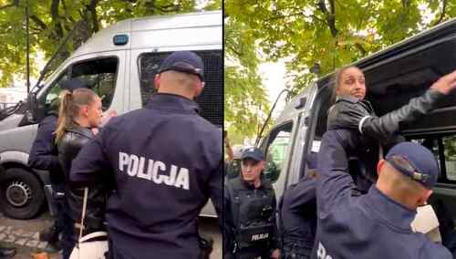 Kinga Gajewska przy radiowozie