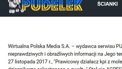 Przeprosiny na stronie Pudelka