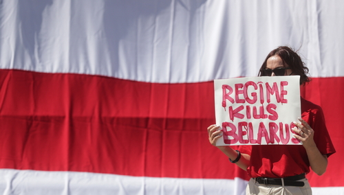 Protest przeciwko białoruskiemu reżimowi, zdjęcie ilustracyjne