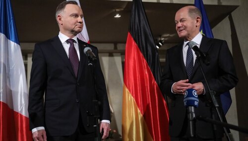 Andrzej Duda oraz Olaf Scholz na Konferencji Bezpieczeństwa w Monachium