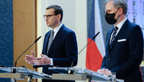 Premierzy Polski Mateusz Morawiecki oraz Republiki Czeskiej Petr Fiala