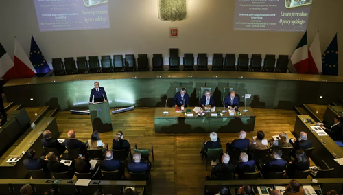 Prezydent Andrzej Duda przemawia w Sądzie Najwyższym