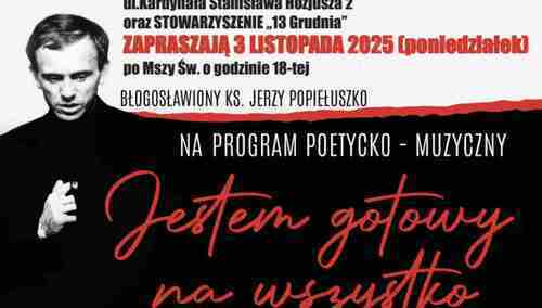 Plakat zapowiadający uroczystość poświęconą bł. ks. Jerzemu Popiełuszce