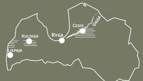 Mapa trasy na Łotwie