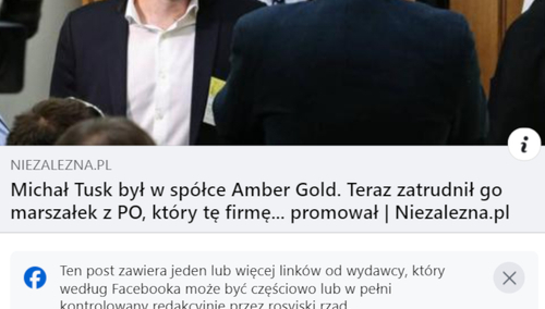 Post na Facebooku z linkiem do artykułu Niezalezna.pl