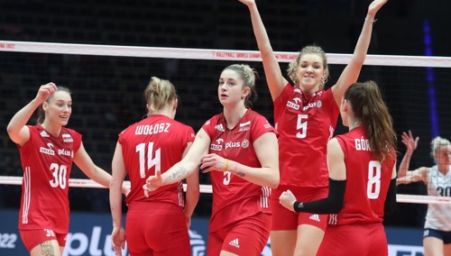 Polskie siatkarki podczas meczu w Łodzi
