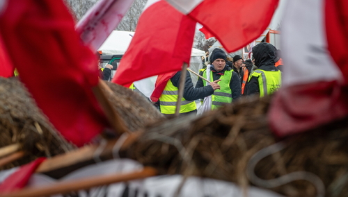 20.02.2024. Protest rolników przed polsko-ukraińskim przejściem granicznym w Dorohusku