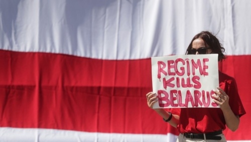 Protest przeciwko białoruskiemu reżimowi, zdjęcie ilustracyjne