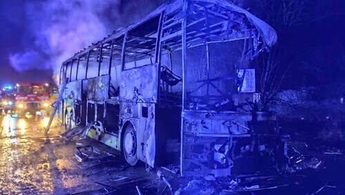 Miejsce wypadku autobusu jadącego z Budapesztu do Krakowa