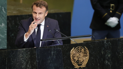 Prezydent Francji Emmanuel Macron na Zgromadzeniu Ogólnym ONZ w Nowym Jorku