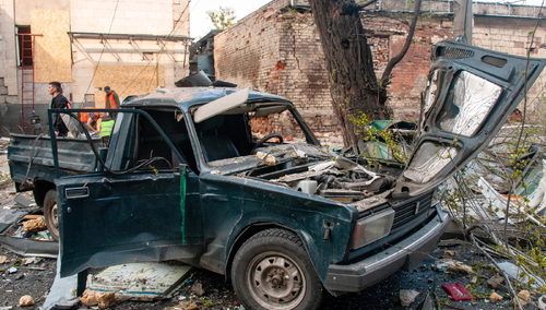 Zniszczenia w Charkowie po ataku rakietowym