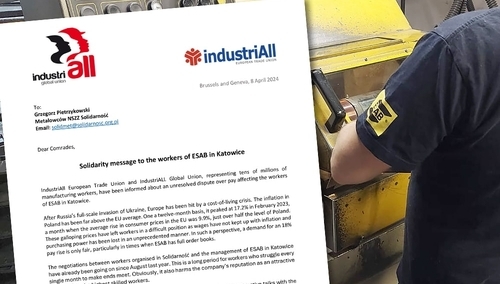 List poparcia dla pracowników ESAB