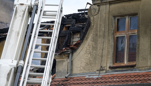 Miejsce nocnego pożaru i wybuchu 