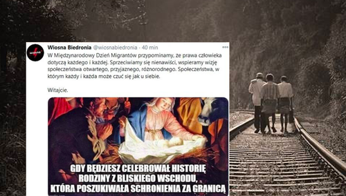 Skandaliczna prowokacja Wiosny Biedronia. Zdjęcie świętej Rodziny w Dniu Migrantów