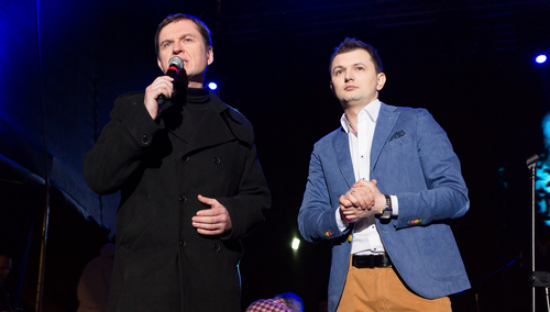 Andrzej Poczobut z Dzmitrijem Hurniewiczem