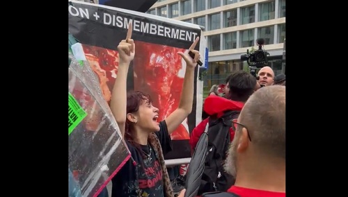 Aborcyjna aktywistka krzyczy "Kochamy zabijać dzieci!"