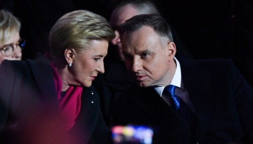 Pierwsza dama Agata Kornhauser-Duda i prezydent RP Andrzej Duda