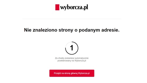 Wyborcza "nie znaleziono strony"