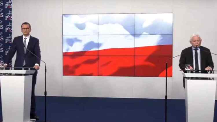 Konferencja prasowa z udziałem Jarosława Kaczyńskiego i Mateusza Morawieckiego 