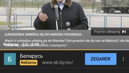 propagandowe reklamy białoruskiego reżimu na YouTube