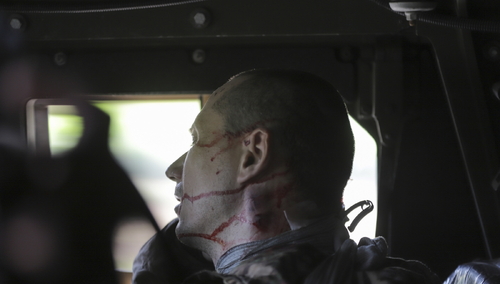 Ranny żołnierz ukraińskiego Legionu Cudzoziemskiego w Siewierodoniecku