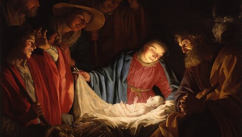 Boże Narodzenie. Adoracja Pasterzy. Gerard van Honthorst