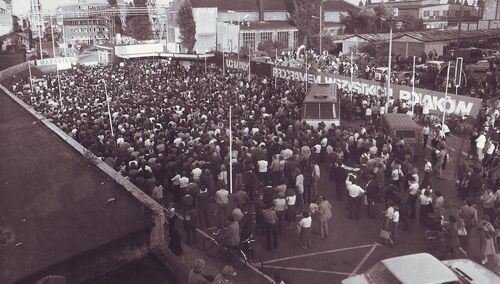 Strajk w Stoczni Szczecińskiej im. Adolfa Warskiego, 18 sierpnia 1980.