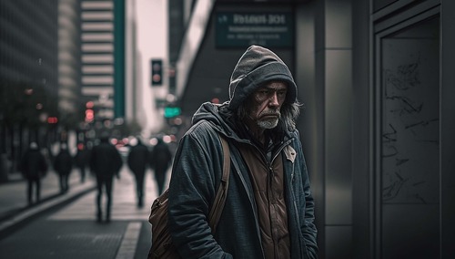 Ubogi mężczyzna. Ilustracja poglądowa