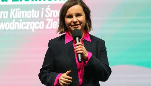 Łódź, 13.01.2024. Współprzewodnicząca partii Zieloni, posłanka i sekretarz stanu w Ministerstwie Klimatu i Środowiska Urszula Zielińska