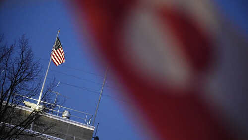 Protest ws. Grenlandii przed ambasadą USA w Kopenhadze