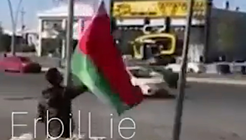 opuszczanie flagi Białorusi w konsulacie w Irbilu, lub Bagdadzie