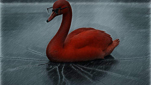 Czerwony łabędź w okularach