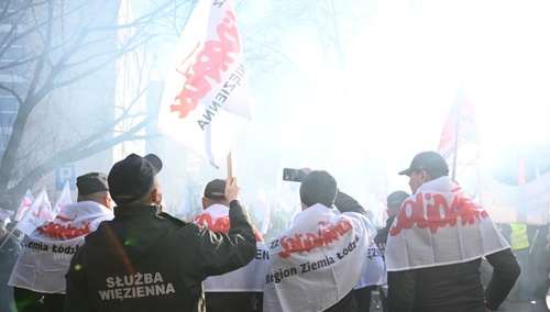 Pikieta Krajowego Sekretariatu Służb Publicznych NSZZ "S" - zdjęcie poglądowe