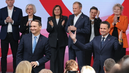 Rada Krajowa PO - Donald Tusk, Rafał Trzaskowski i Radosław Sikorski
