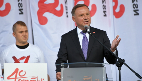 Andrzej Duda podczas obchodów 40. rocznicy Porozumień Sierpniowych