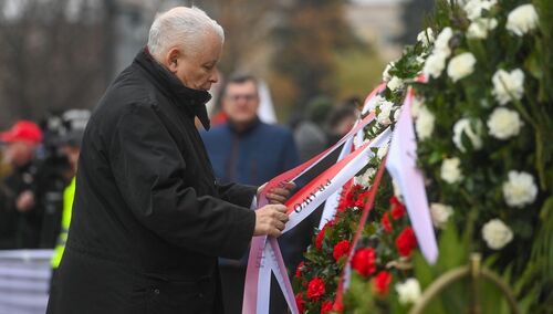 Jarosław Kaczyński, prezes PiS podczas miesięcznicy smoleńskiej 10.11.2024
