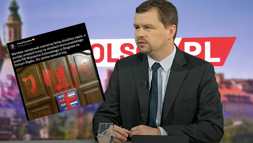 Głogów: Atak na biuro posła PiS. „Wulgaryzmy i krzyż” [FOTO]