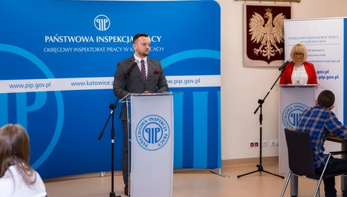 Piotr Kalbron, okręgowy inspektor pracy w Katowicach podczas ubiegłorocznego finału konkursu