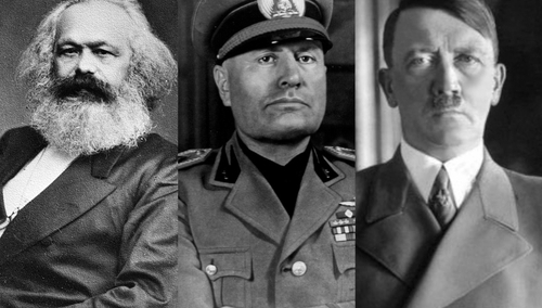 Marks, Mussolini, Hitler