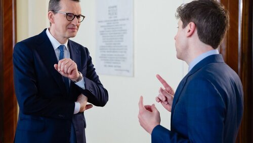 Premier Mateusz Morawiecki oraz prezes OpenAI Sam Altman