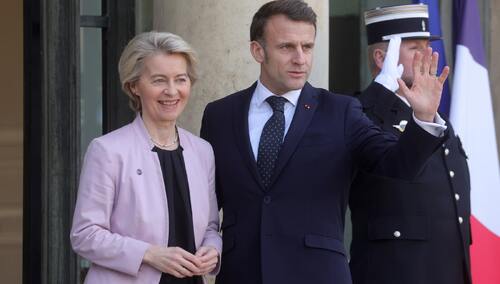 Szefowa KE Ursula von der Leyen i prezydent Francji Emmanuel Macron