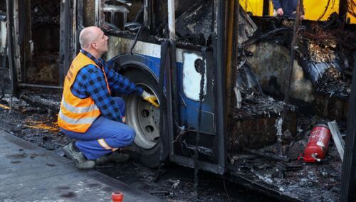 Pożar autobusu hybrydowego w Krakowie