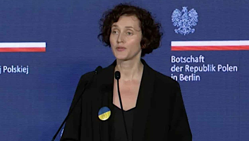 Elwira Niewiera w polskiej ambasadzie w Berlinie