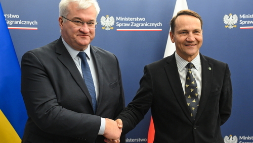 Wicepremier, minister spraw zagranicznych RP Radosław Sikorski oraz minister spraw zagranicznych Ukrainy Andrij Sybiha 