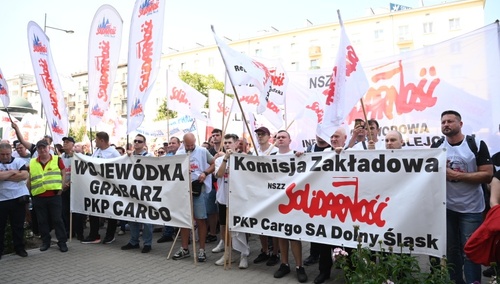 Protest pracowników PKP Cargo