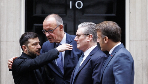 Wołodymyr Zełenski, Friedrich Merz, Keir Starmer, Emmanuel Macron