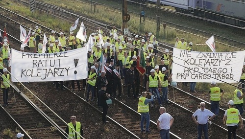 protest pracowników PKP Cargo
