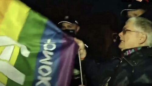 Katarzyna A. na jednej z demonstracji