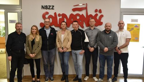 Przedstawiciele ZOZ przy Jelcz Sp. z o.o podczas spotkania z przewodniczącym Kimso. (Marcin Jakubowski pierwszy od prawej)