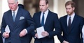 Król Karol III, książę William i książę Harry